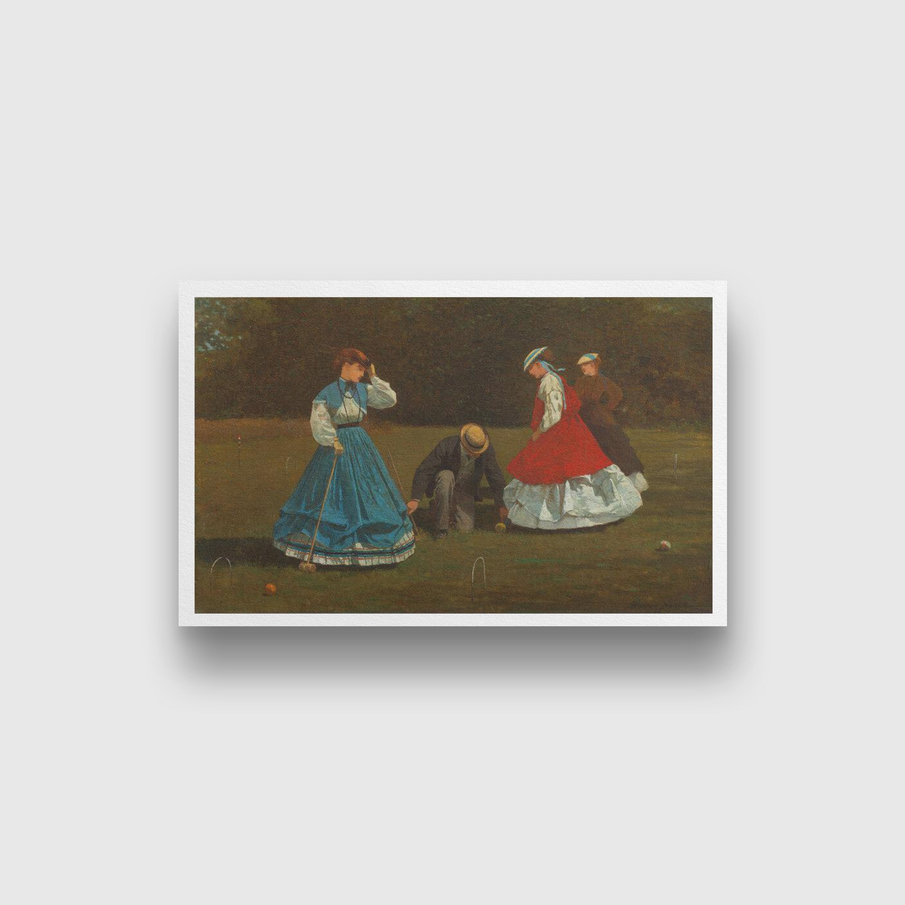 Croquet Scene Painting - Meri Deewar 3 : 2 Horizontal Premium Wall Art Canvas by MeriDeewar