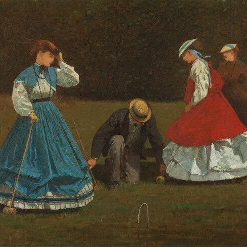 Croquet Scene Painting - Meri Deewar 3 : 2 Horizontal Premium Wall Art Canvas by MeriDeewar