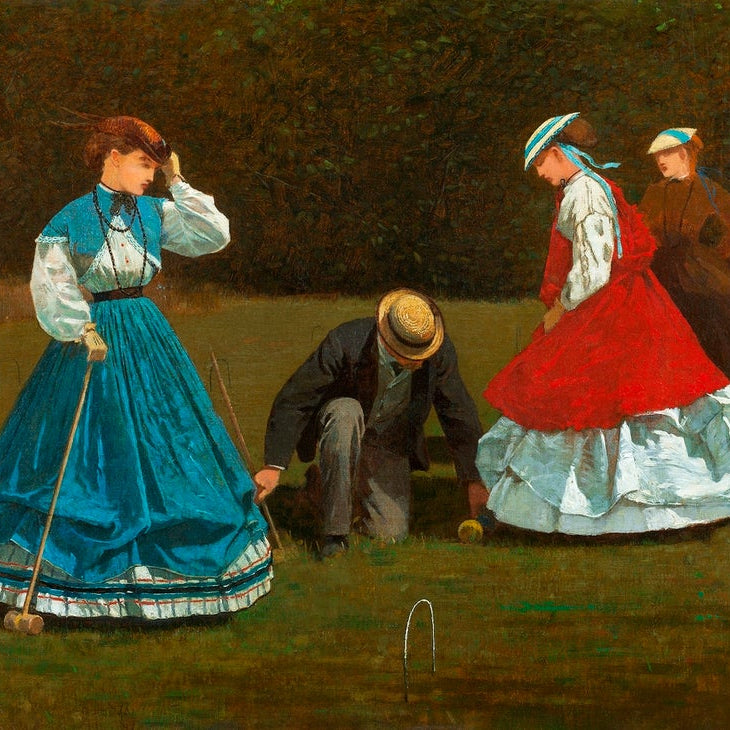 Croquet Scene painting -Meri Deewar 3 : 2 Horizontal Premium Wall Art Canvas by MeriDeewar