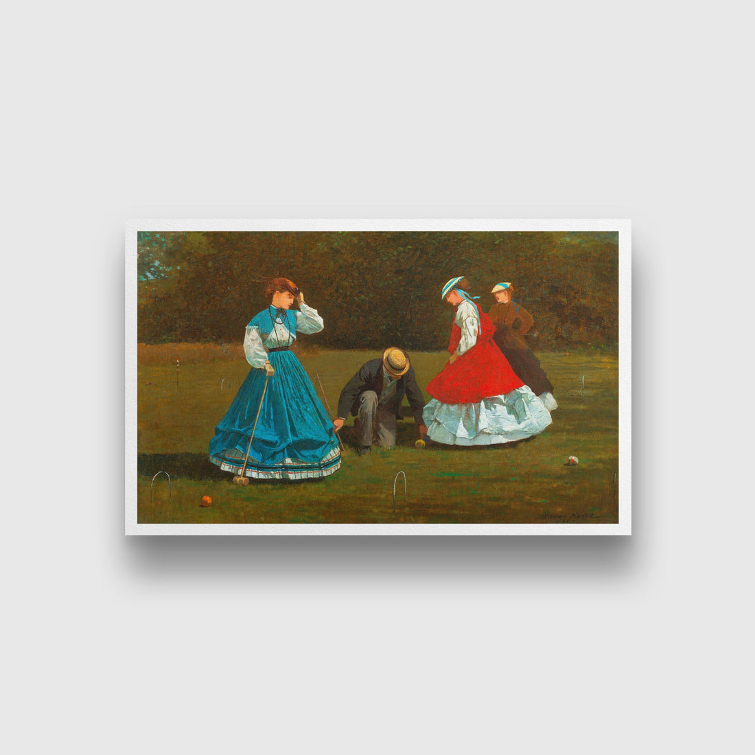Croquet Scene painting -Meri Deewar 3 : 2 Horizontal Premium Wall Art Canvas by MeriDeewar