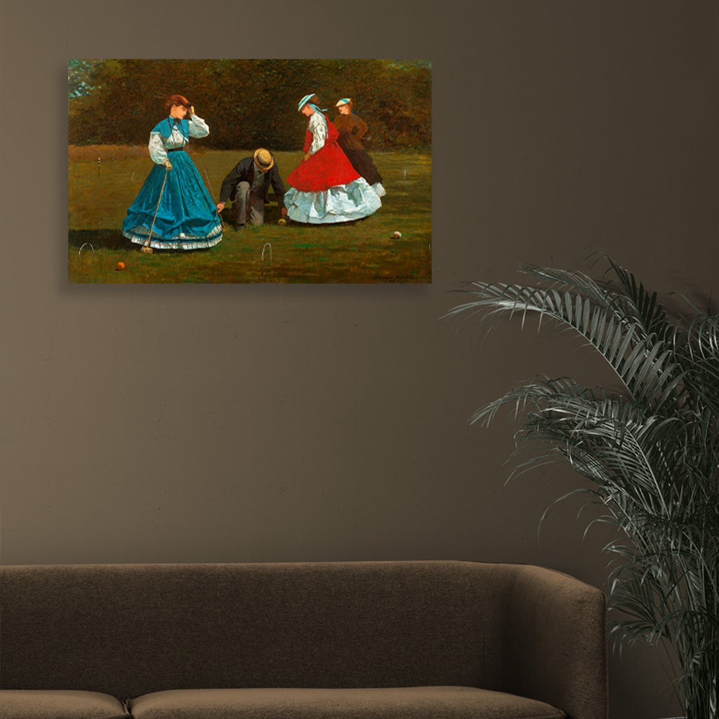 Croquet Scene painting -Meri Deewar 3 : 2 Horizontal Premium Wall Art Canvas by MeriDeewar