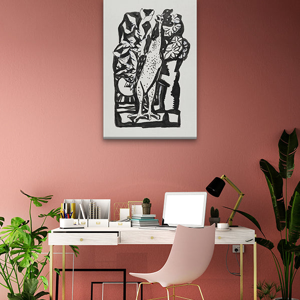 Crowing rooster Painting 2 : 3 Vertical Premium Wall Art Canvas by MeriDeewar