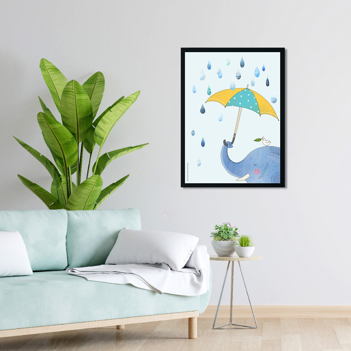 Cute Animals Polar Elephant Painting 3 : 4.2 Vertical Premium Wall Art Canvas by MeriDeewar