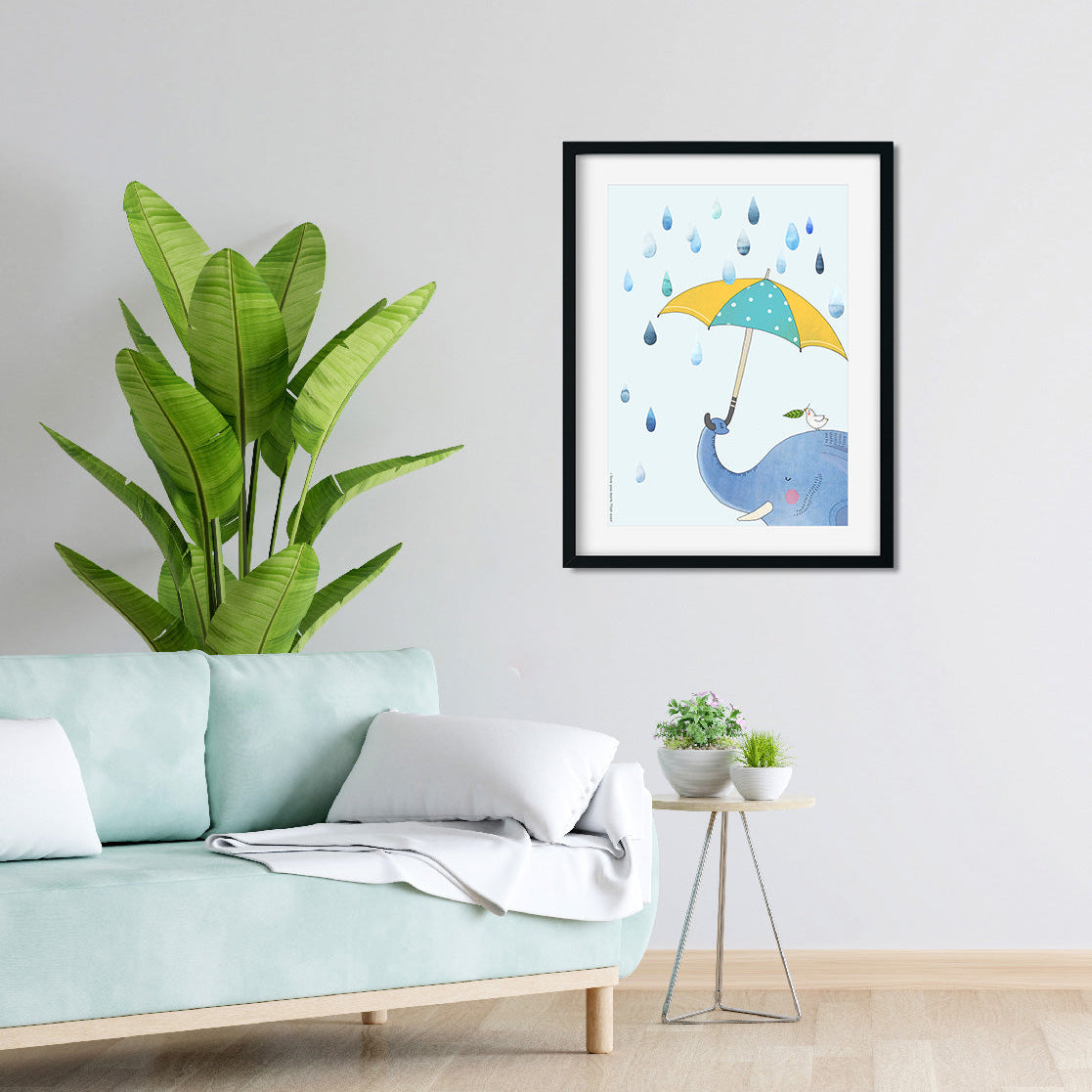 Cute Animals Polar Elephant Painting 3 : 4.2 Vertical Premium Wall Art Canvas by MeriDeewar