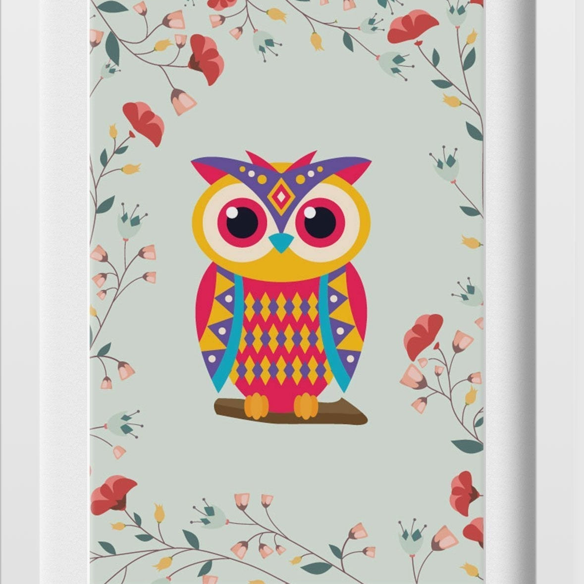 Cute Owl Painting - Meri Deewar 2 : 3 Vertical Premium Wall Art Canvas by MeriDeewar