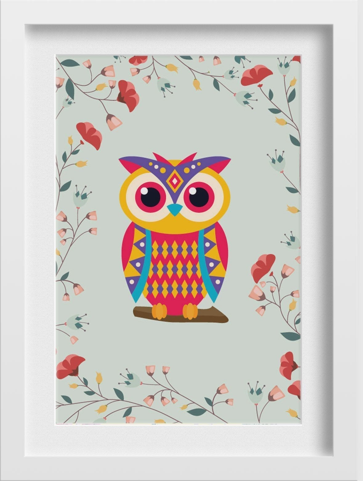 Cute Owl Painting - Meri Deewar 2 : 3 Vertical Premium Wall Art Canvas by MeriDeewar
