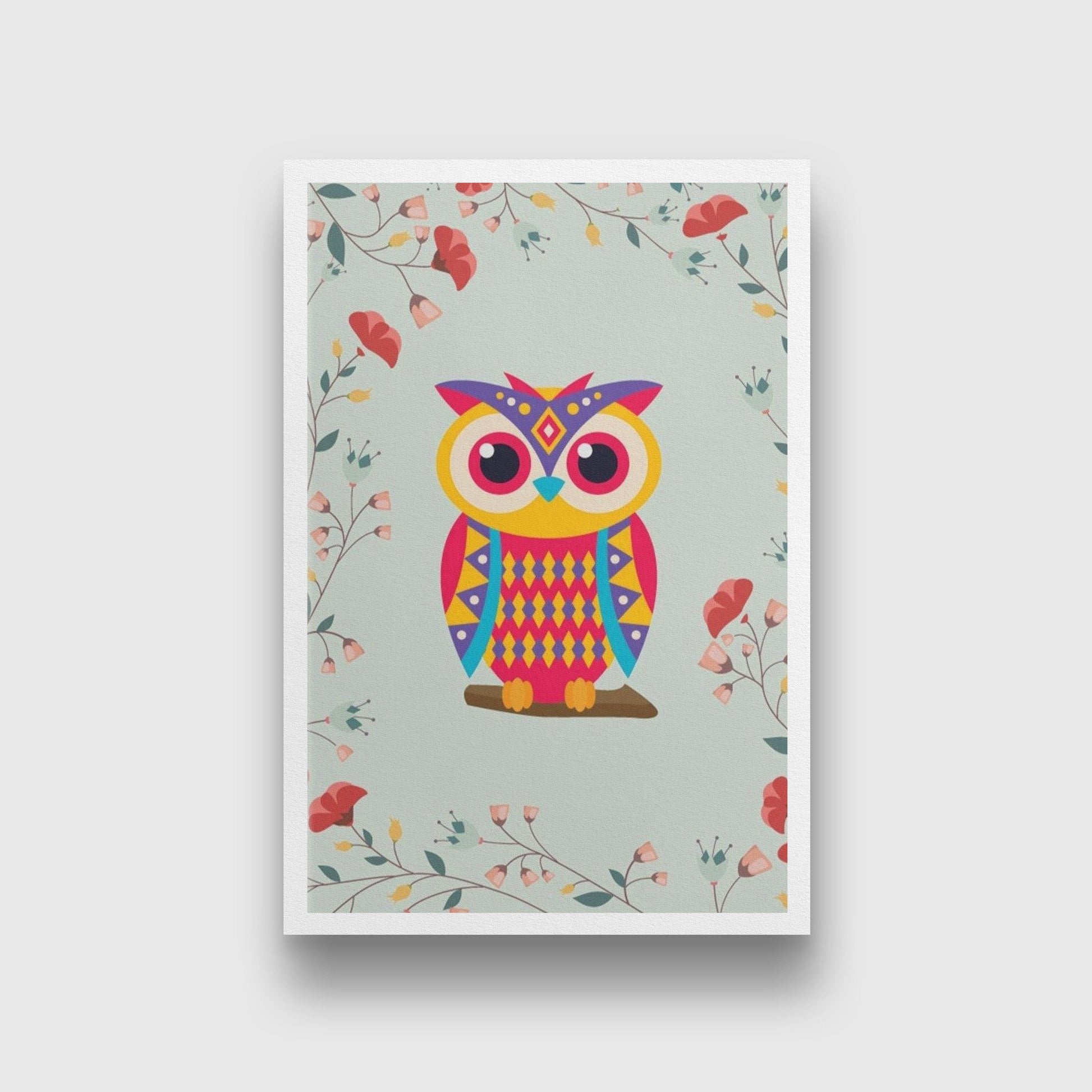 Cute Owl Painting - Meri Deewar 2 : 3 Vertical Premium Wall Art Canvas by MeriDeewar