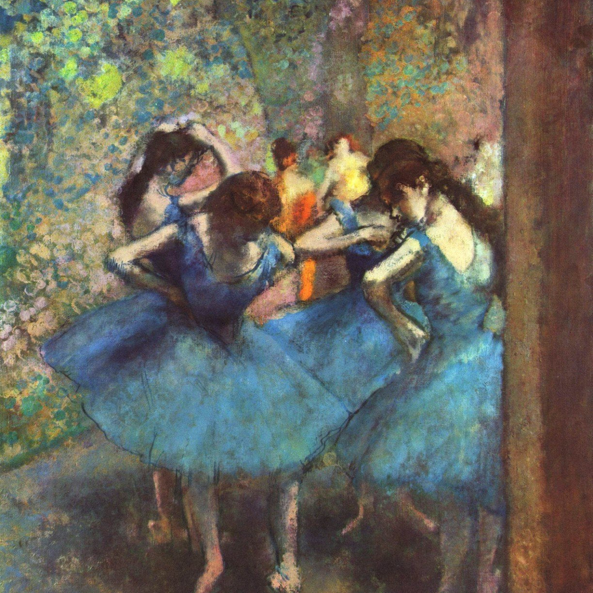 Dancers in blue Painting - Meri Deewar 1 : 1 Square Premium Wall Art Canvas by MeriDeewar