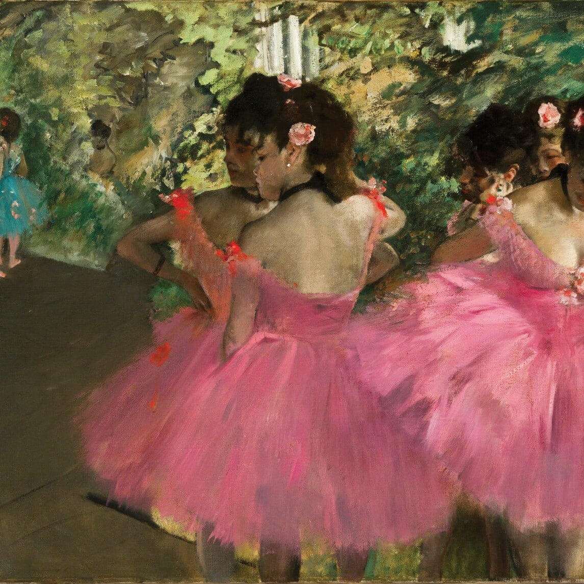 Dancers in Pink Painting - Meri Deewar 4 :5 Vertical Premium Wall Art Canvas by MeriDeewar