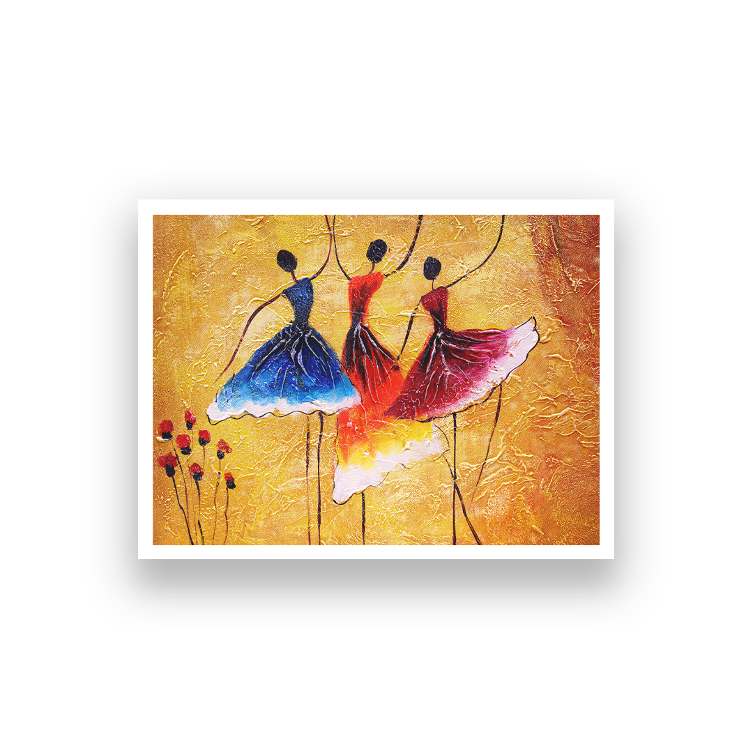 Dancing Ballerinas Painting 4 : 3 Horizontal Premium Wall Art Canvas by MeriDeewar