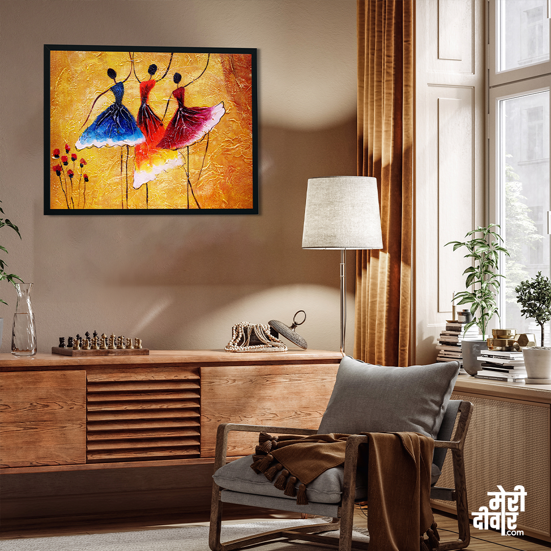 Dancing Ballerinas Painting 4 : 3 Horizontal Premium Wall Art Canvas by MeriDeewar
