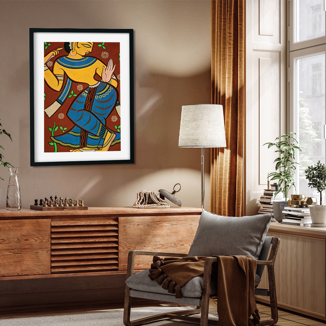 Dancing Gopi Painting 2 : 3 Vertical Premium Wall Art Canvas by MeriDeewar