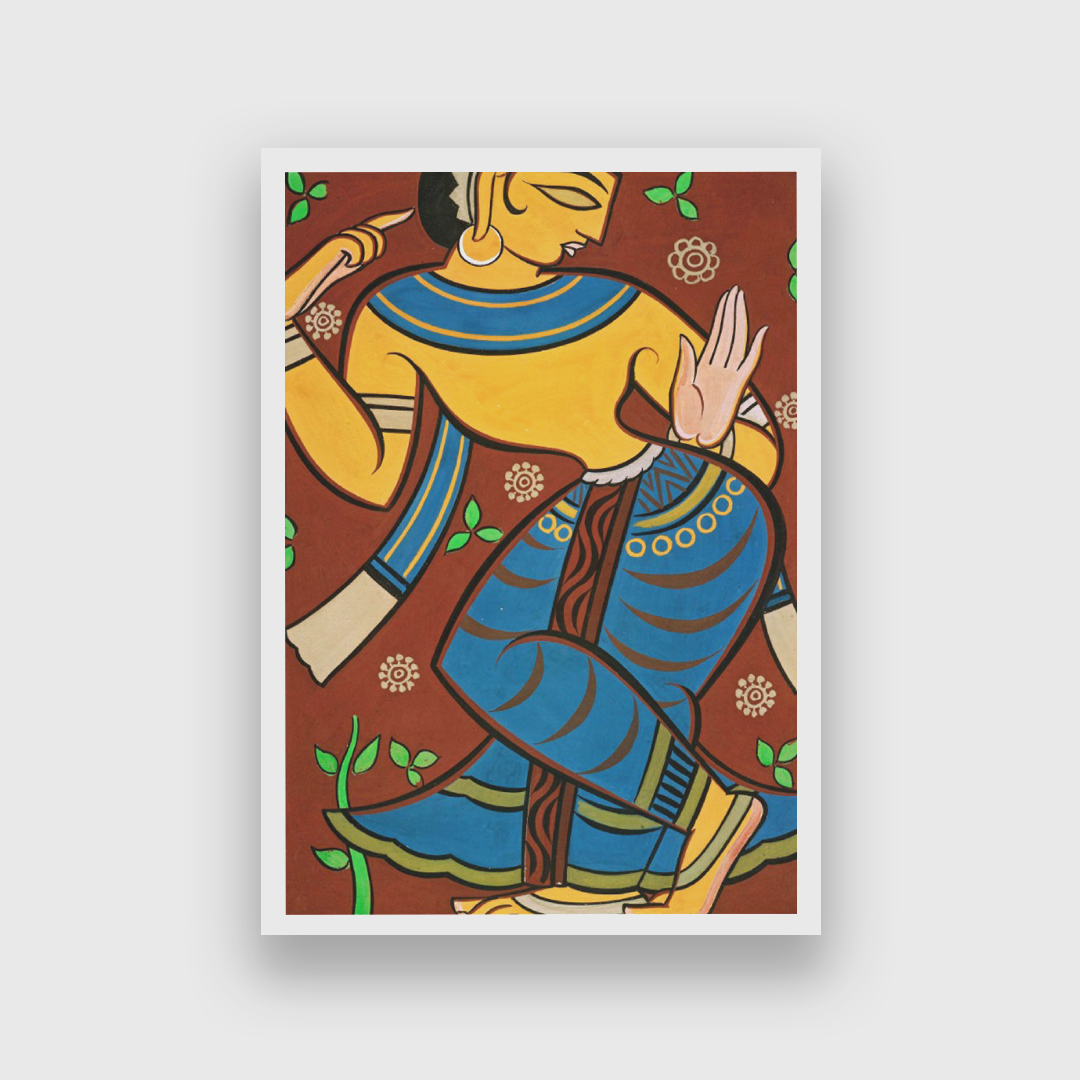 Dancing Gopi Painting 2 : 3 Vertical Premium Wall Art Canvas by MeriDeewar