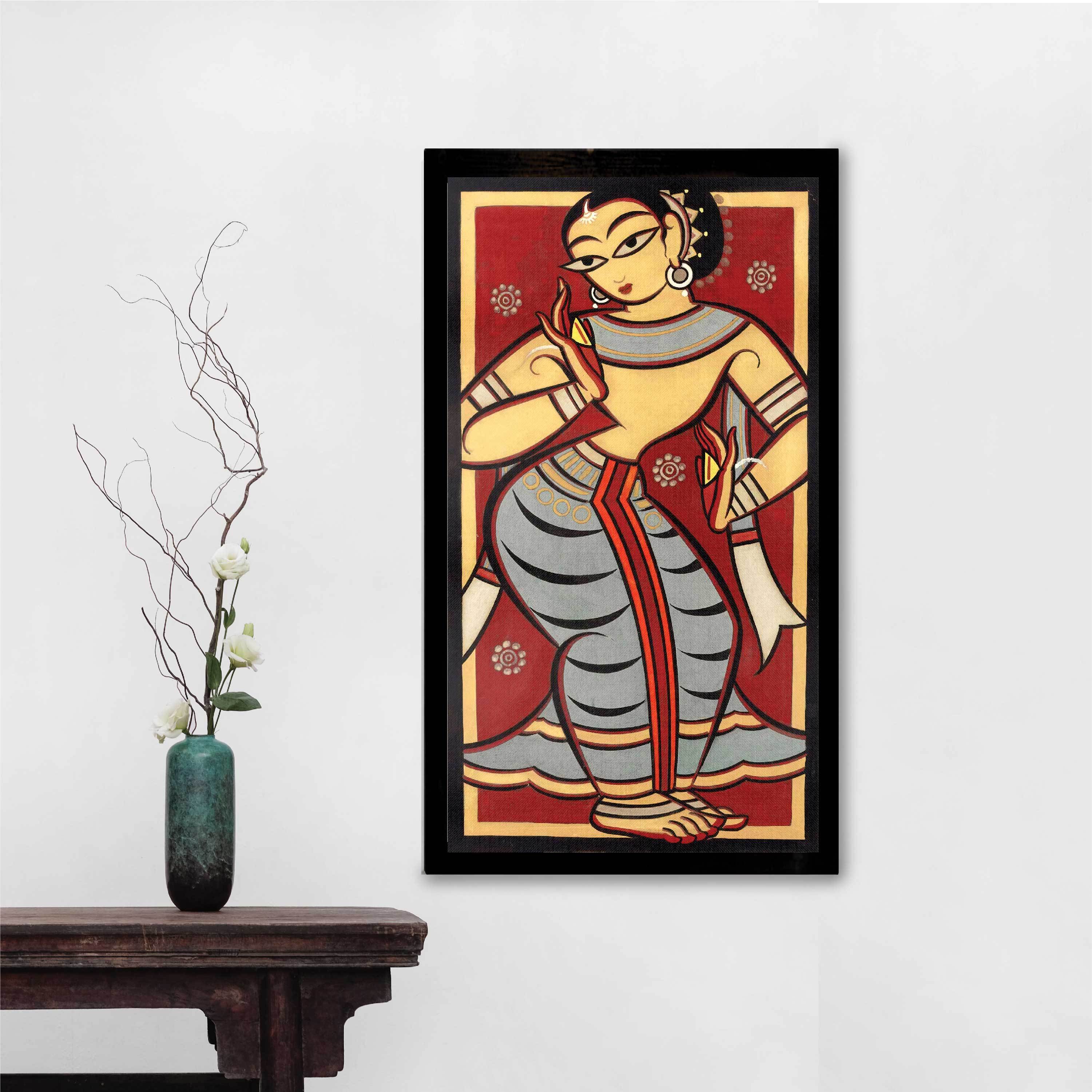 Dancing Yogini Painting - Meri Deewar 2 : 3 Vertical Premium Wall Art Canvas by MeriDeewar