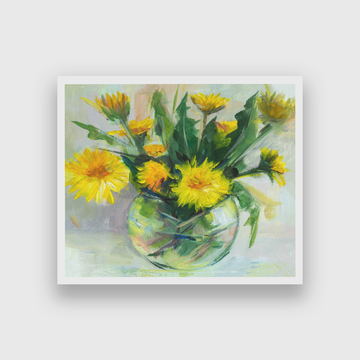 Dandelions Vase Acrylic Painting 2 : 3 Vertical Premium Wall Art Canvas by MeriDeewar