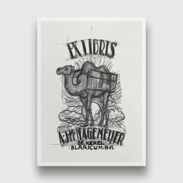 Design for an ex-libris by Antonius Johannes Maria Hagemeijer camel Painting 3 : 4.2 Vertical Premium Wall Art Canvas by MeriDeewar