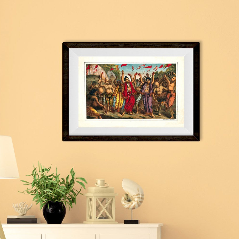 Devotees-of-Krishna-and-followers-of-Sri-Caitanya Painting - Meri Deewar 3 : 2 Horizontal Premium Wall Art Canvas by MeriDeewar