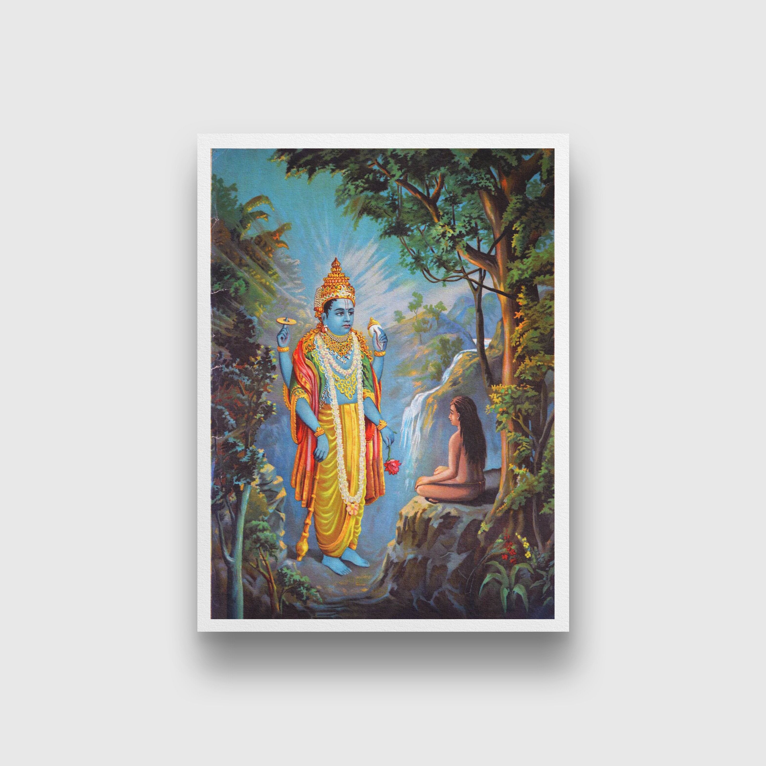Dhruv Narayan Painting Made By Raja Ravi Varma-Meri Deewar 3 : 4.2 Vertical Premium Wall Art Canvas by MeriDeewar