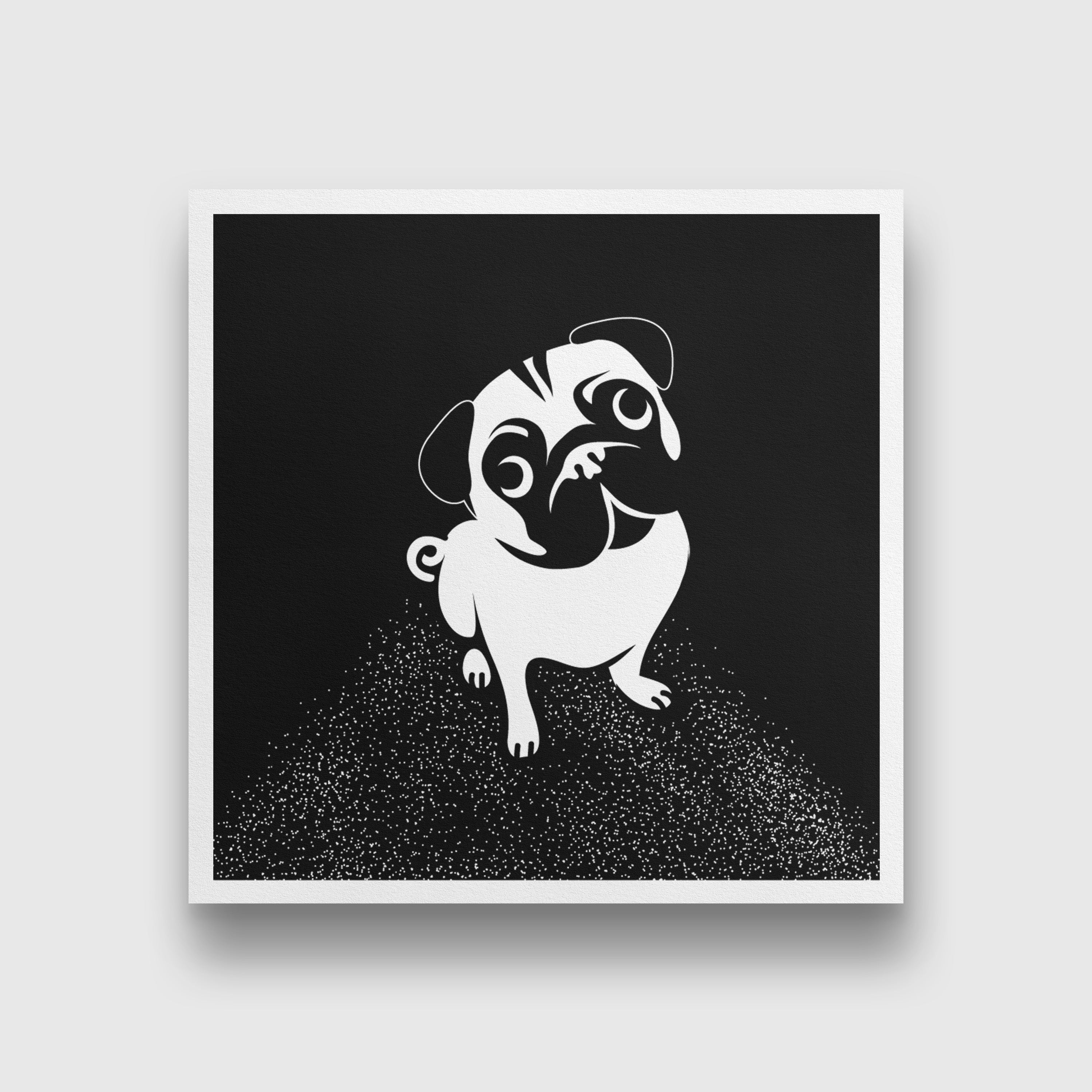 Dog painting 1 : 1 Square Premium Wall Art Canvas by MeriDeewar