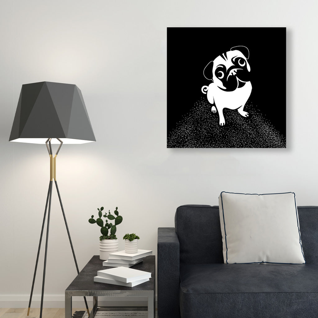 Dog painting 1 : 1 Square Premium Wall Art Canvas by MeriDeewar