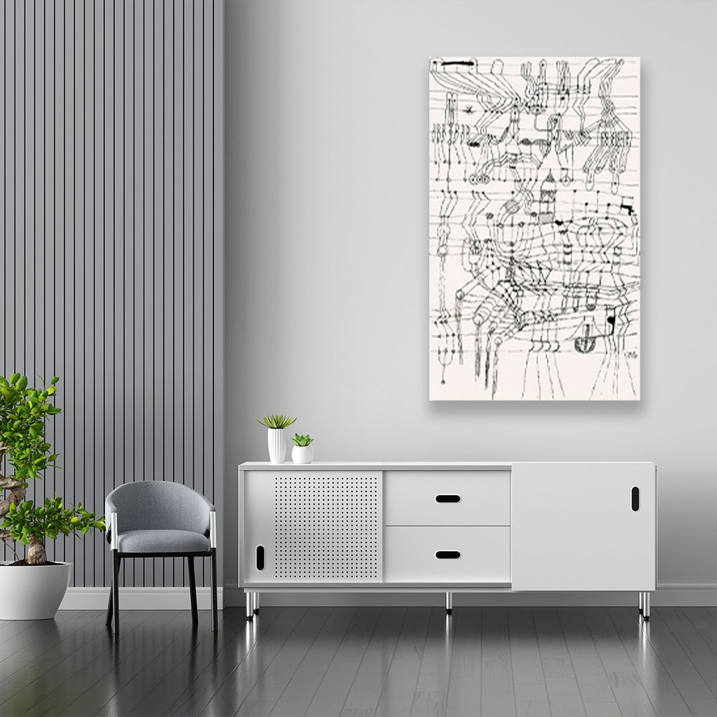 Drawing Knotted in the Manner of a Ne - Meri Deewar 2 : 3 Vertical Premium Wall Art Canvas by MeriDeewar