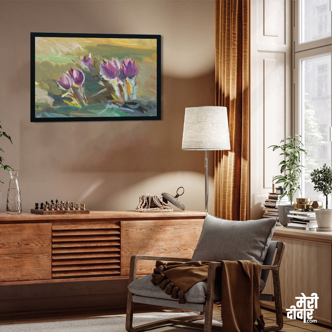 Dream Purple Grass Painting 3 : 2 Horizontal Premium Wall Art Canvas by MeriDeewar