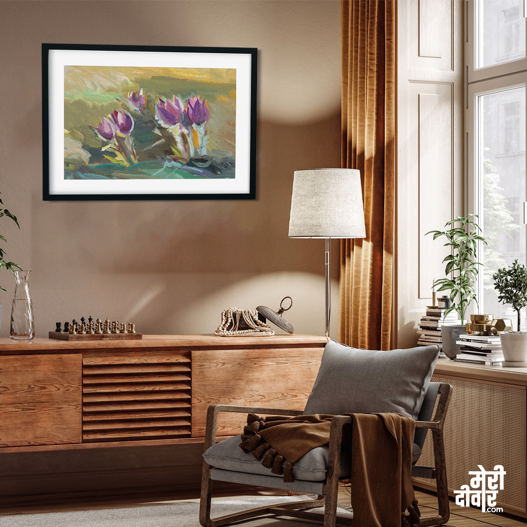 Dream Purple Grass Painting 3 : 2 Horizontal Premium Wall Art Canvas by MeriDeewar