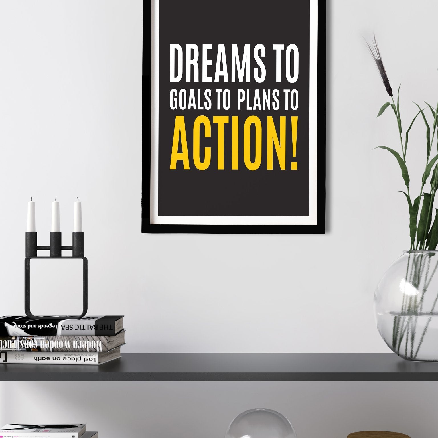 Dreams to goals to plans to action. Poster Poster A3 / Poster Premium Wall Art Canvas by MeriDeewar