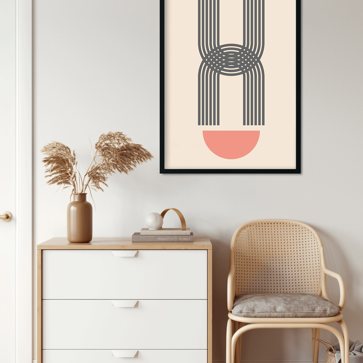 Dual Geometric Painting 3 : 4.2 Vertical Premium Wall Art Canvas by MeriDeewar