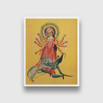 Durga kills the demon Painting - Meri Deewar 4 :5 Vertical Premium Wall Art Canvas by MeriDeewar