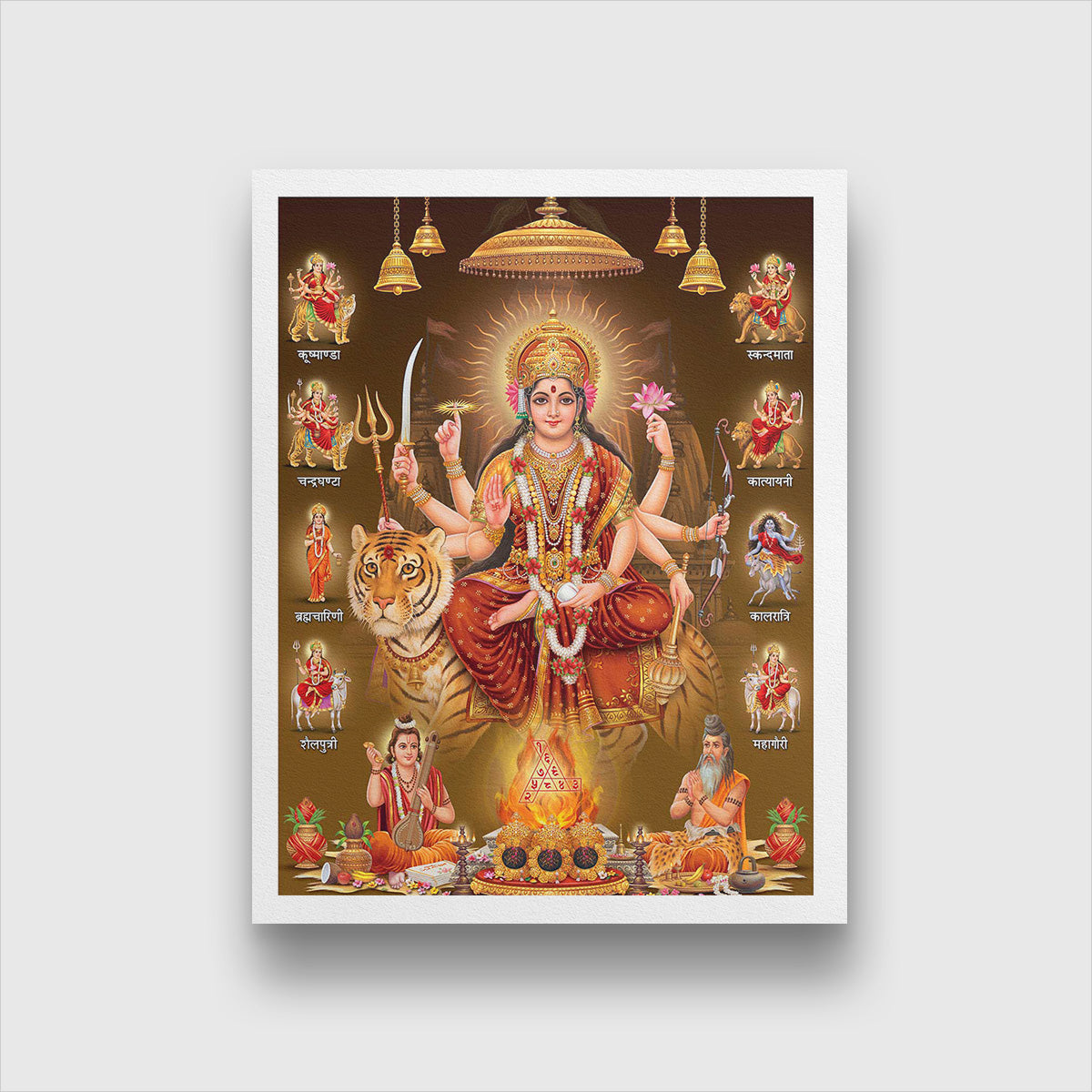 Durga Mata Painting 3 : 4 Vertical Premium Wall Art Canvas by MeriDeewar