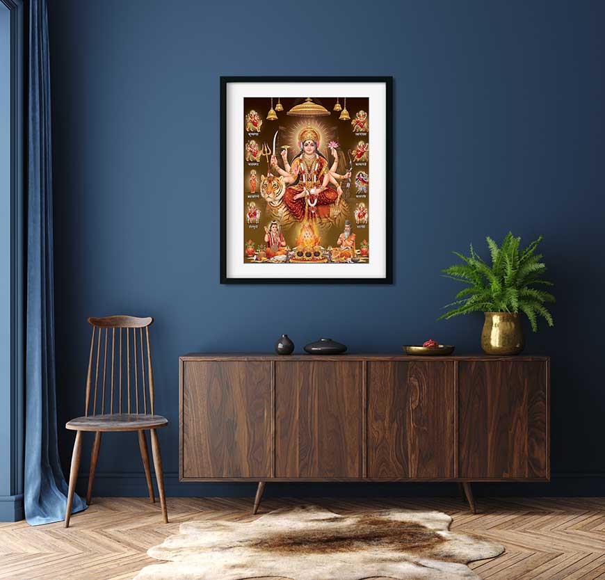 Durga Mata Painting 3 : 4 Vertical Premium Wall Art Canvas by MeriDeewar