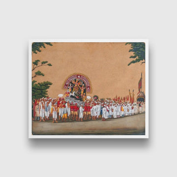 Durga Puja Painting - Meri Deewar 4 :5 Vertical Premium Wall Art Canvas by MeriDeewar