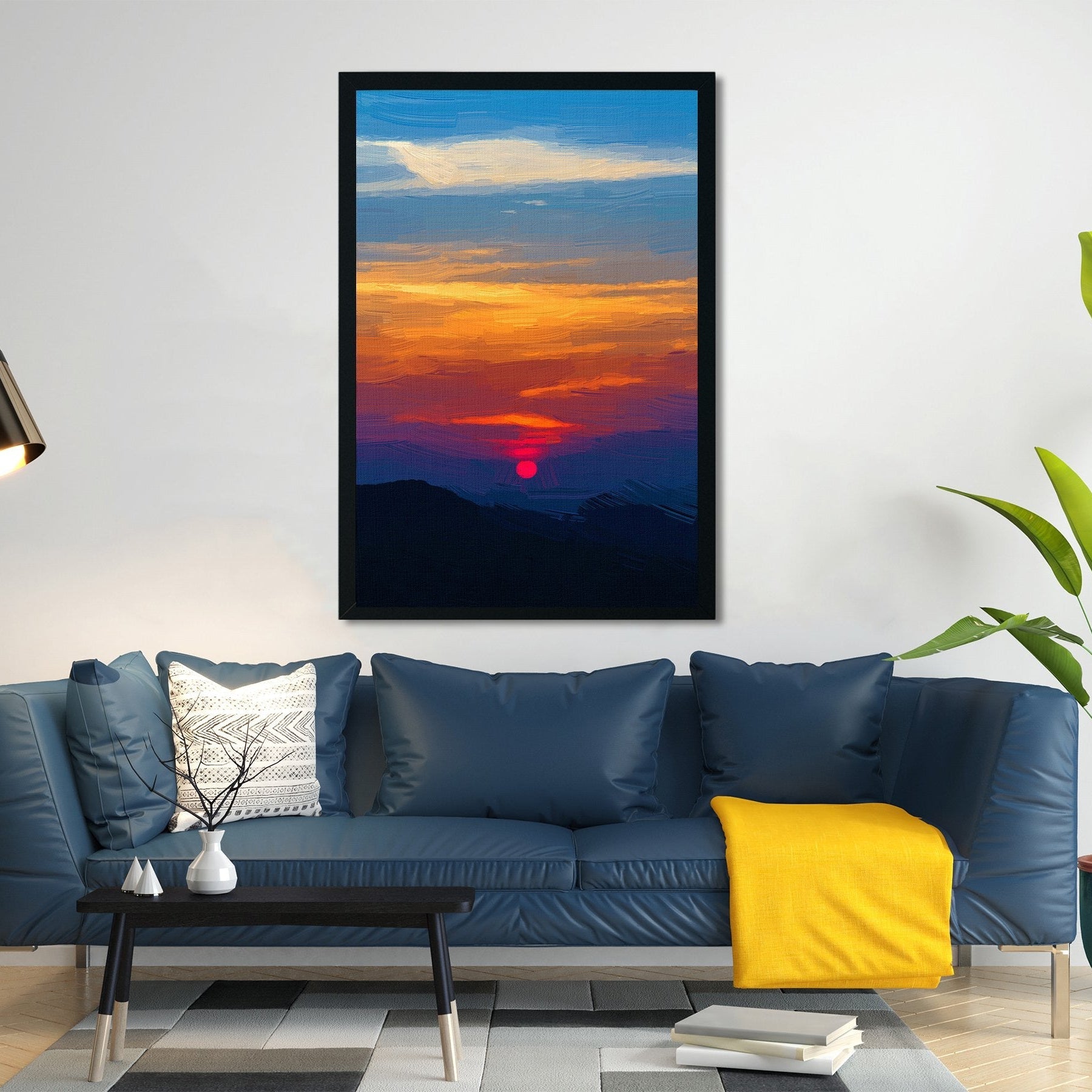 Early morning sunrise over the sea Painting - Meri Deewar 2 : 3 Vertical Premium Wall Art Canvas by MeriDeewar