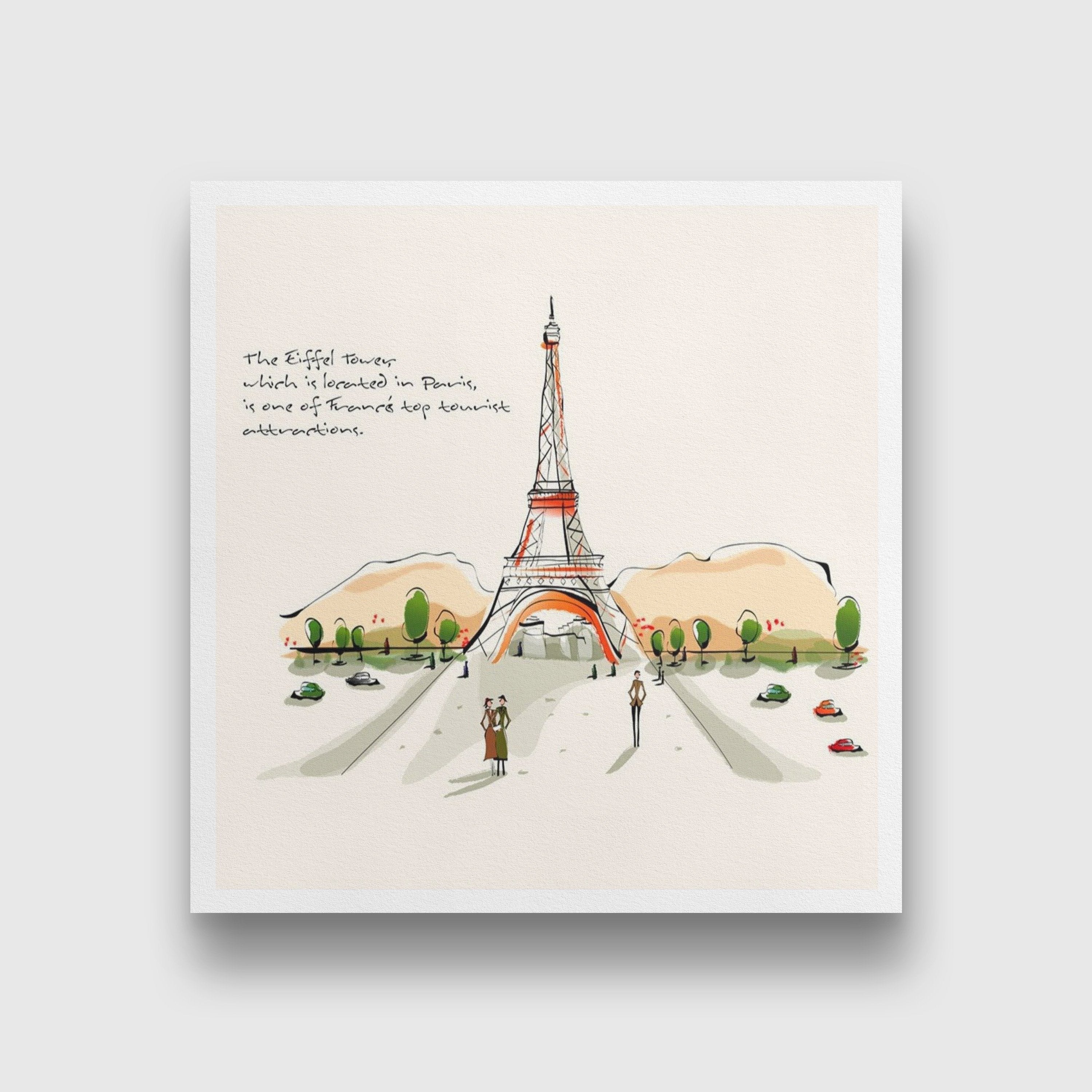 Eiffel Tower Artwork Painting - Meri Deewar 1 : 1 Square Premium Wall Art Canvas by MeriDeewar
