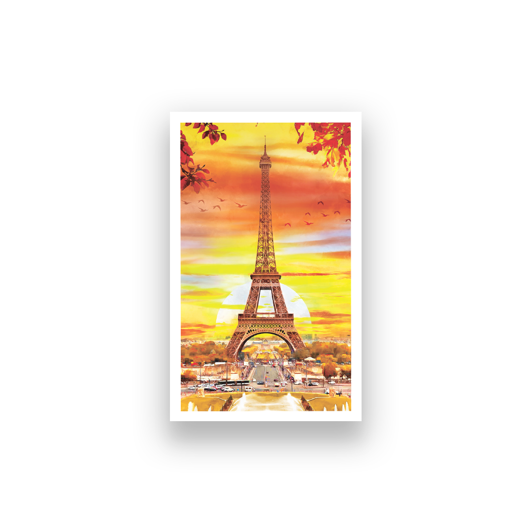 Eiffel Tower Autumn Season Painting 2 : 3 Vertical Premium Wall Art Canvas by MeriDeewar