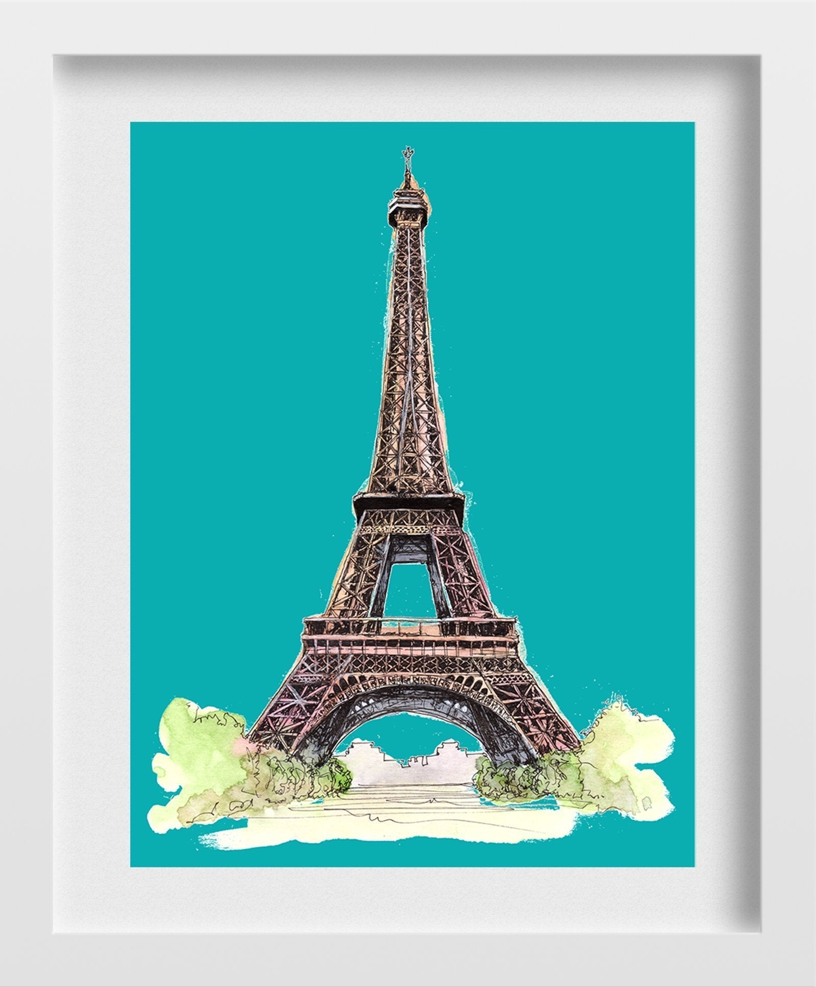 Eiffel Tower Illustration Painting - Meri Deewar 3 : 4 Vertical Premium Wall Art Canvas by MeriDeewar