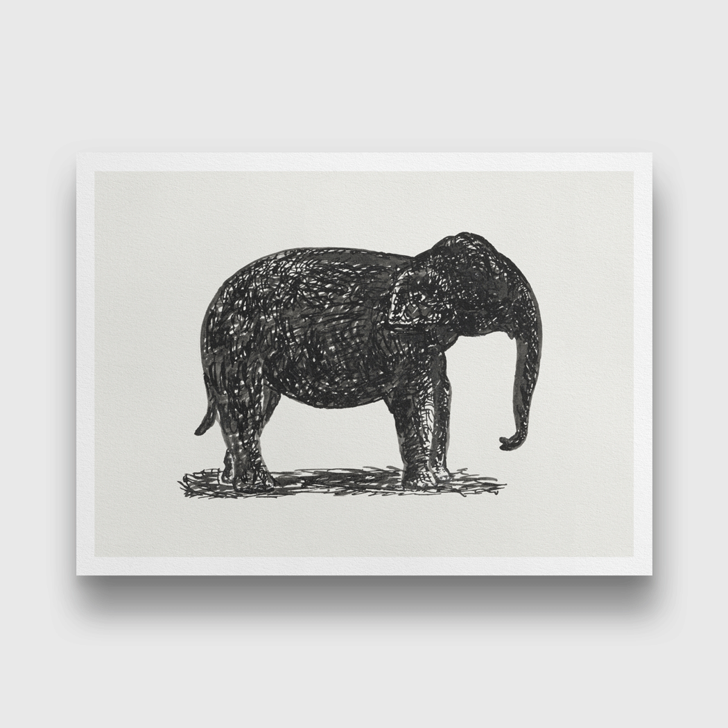 Elephant drawing Painting 3 : 2 Horizontal Premium Wall Art Canvas by MeriDeewar