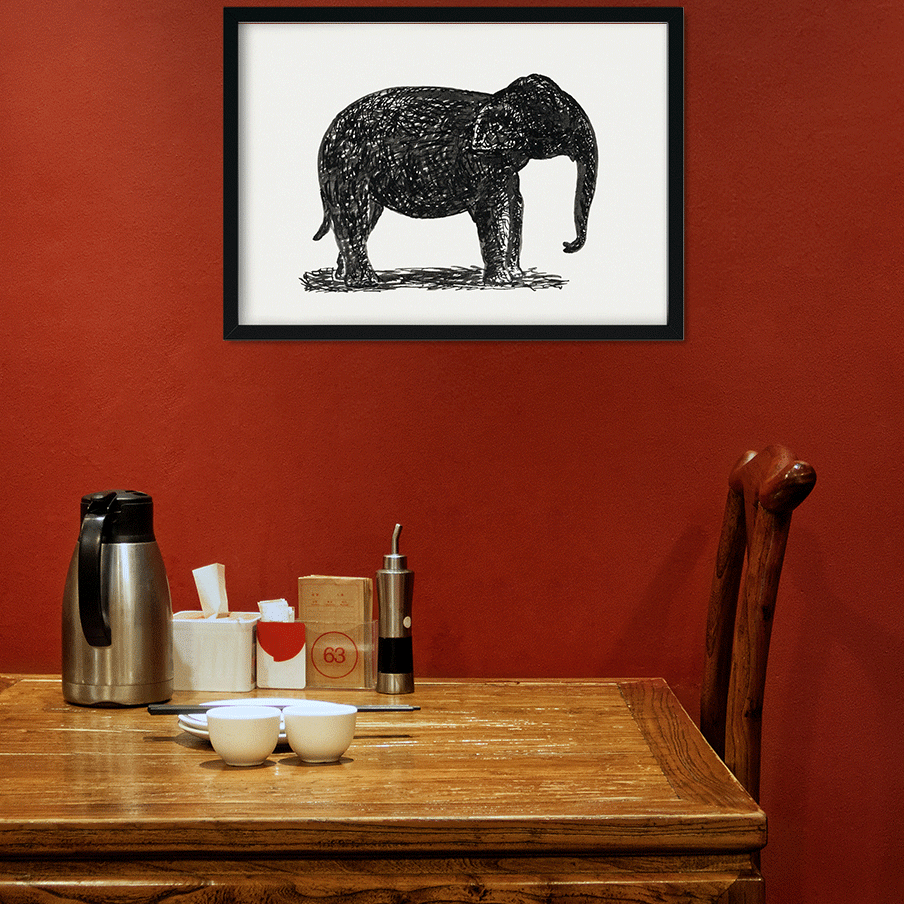 Elephant drawing Painting 3 : 2 Horizontal Premium Wall Art Canvas by MeriDeewar