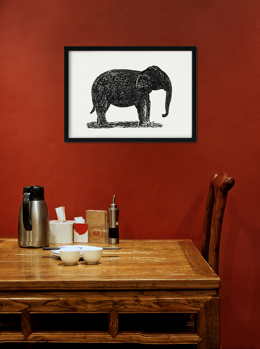 Elephant drawing Painting 3 : 2 Horizontal Premium Wall Art Canvas by MeriDeewar