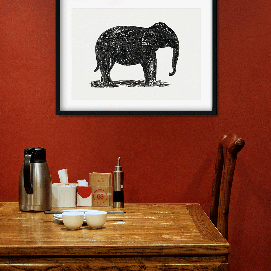 Elephant drawing Painting 3 : 2 Horizontal Premium Wall Art Canvas by MeriDeewar
