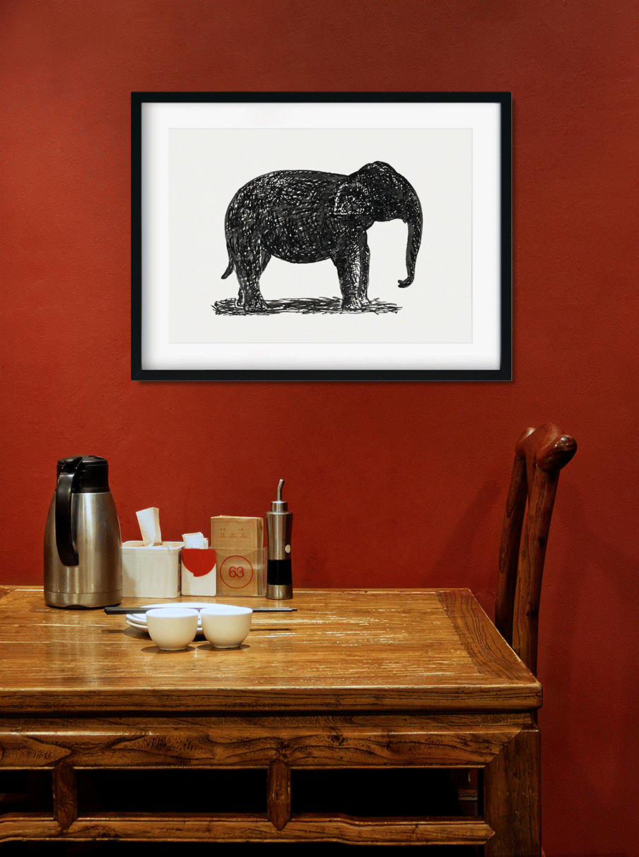 Elephant drawing Painting 3 : 2 Horizontal Premium Wall Art Canvas by MeriDeewar