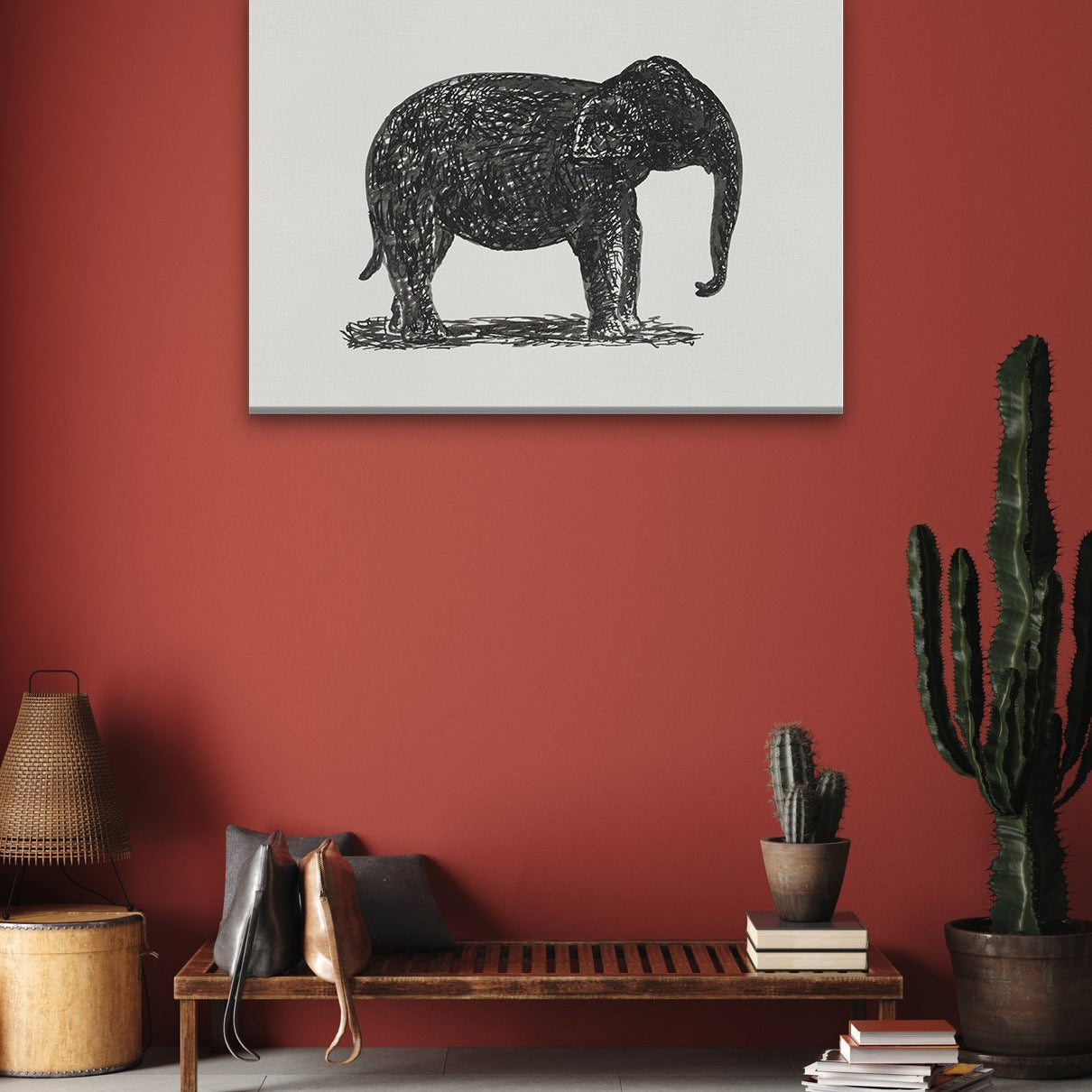 Elephant drawing Painting 3 : 2 Horizontal Premium Wall Art Canvas by MeriDeewar