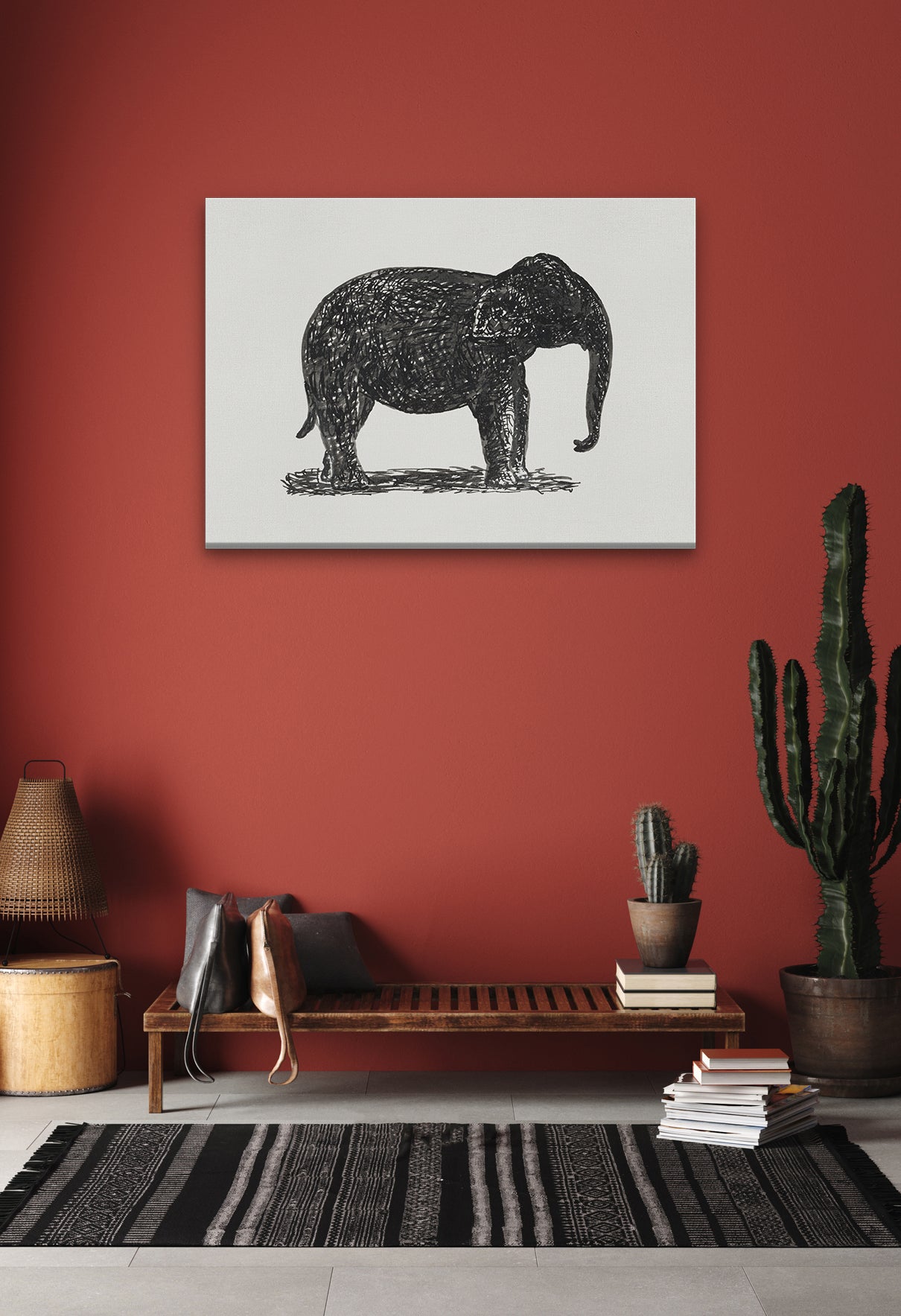 Elephant drawing Painting 3 : 2 Horizontal Premium Wall Art Canvas by MeriDeewar