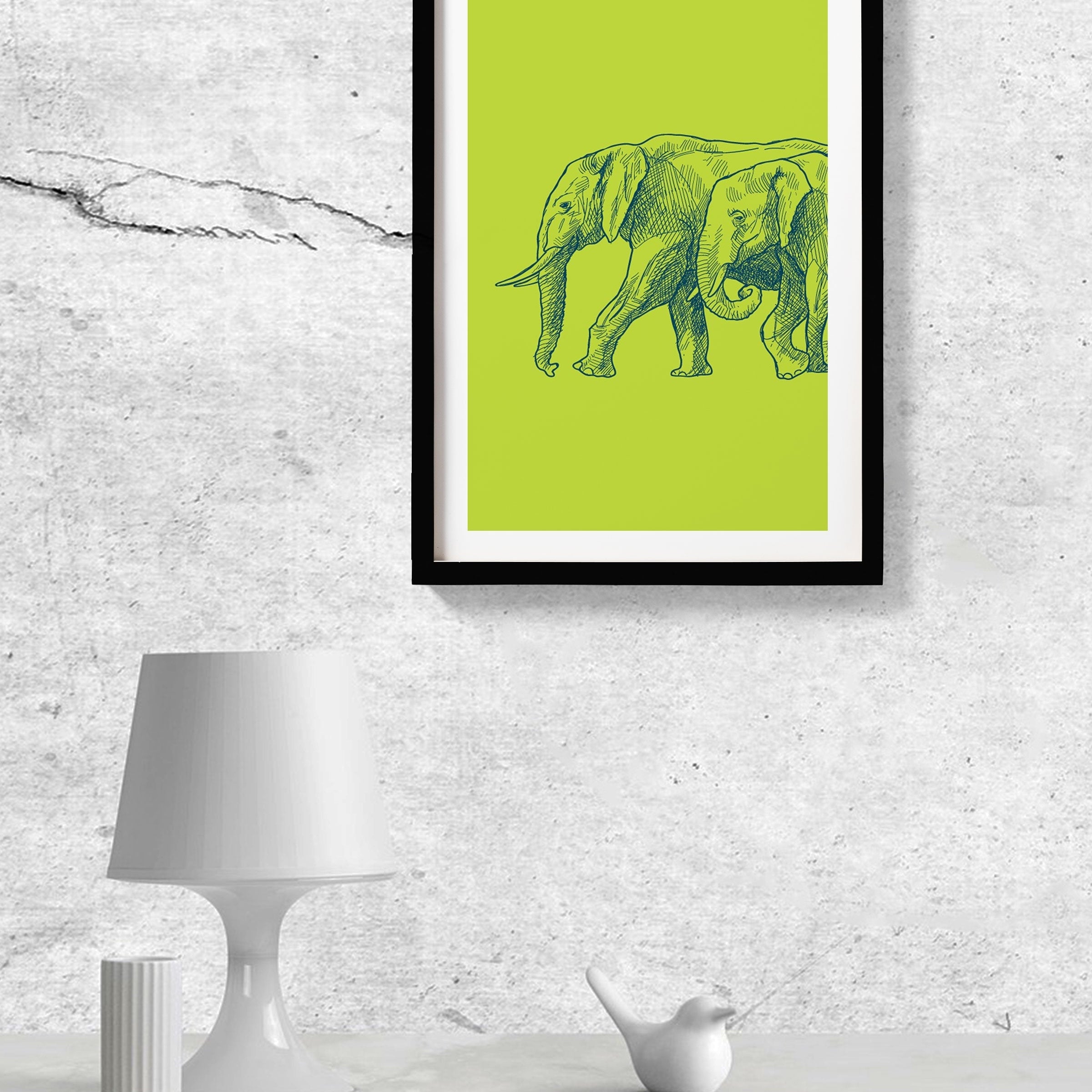 Elephant Forest Painting - Meri Deewar 2 : 3 Vertical Premium Wall Art Canvas by MeriDeewar