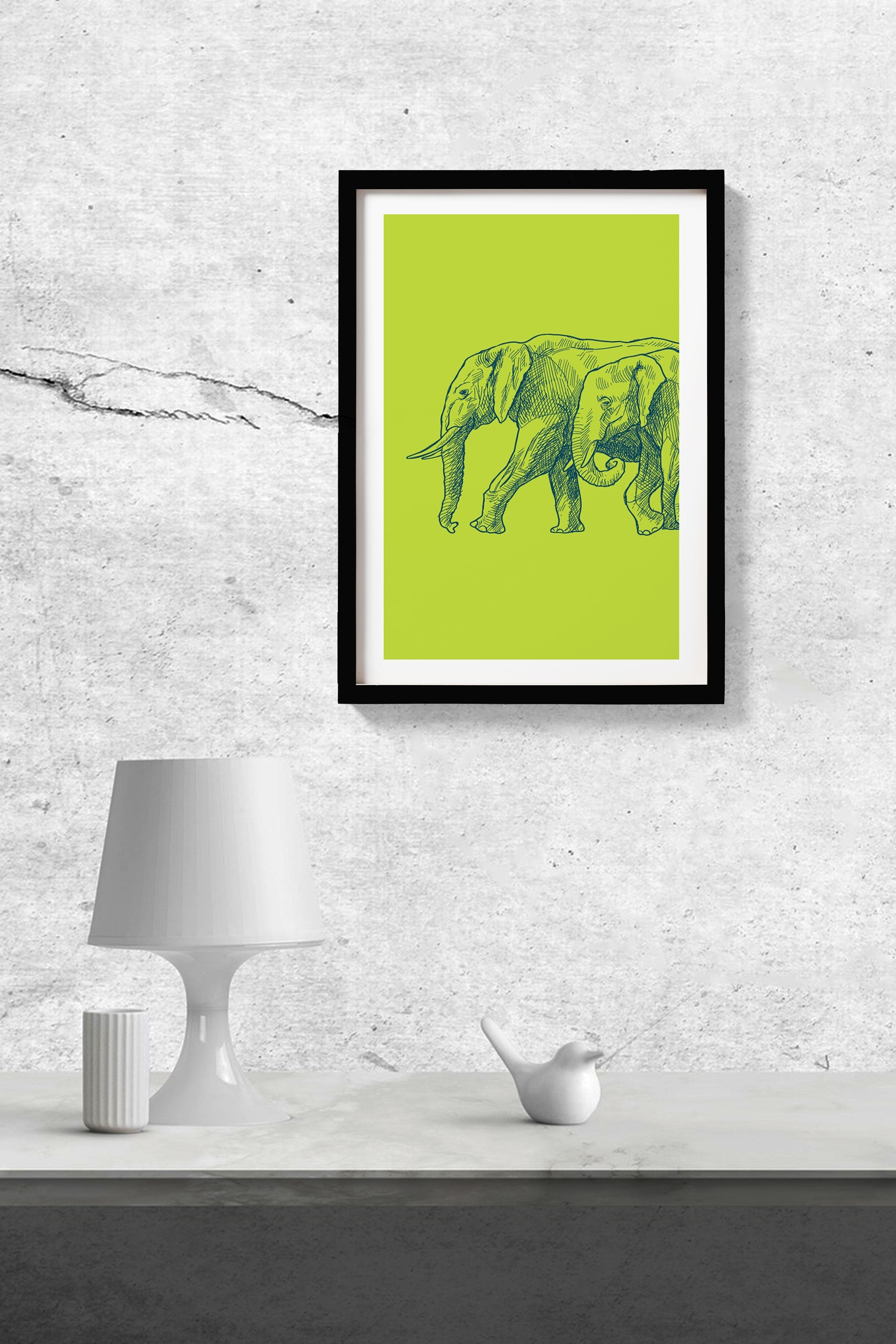 Elephant Forest Painting - Meri Deewar 2 : 3 Vertical Premium Wall Art Canvas by MeriDeewar