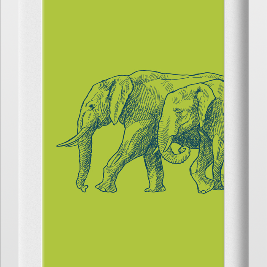Elephant Forest Painting - Meri Deewar 2 : 3 Vertical Premium Wall Art Canvas by MeriDeewar