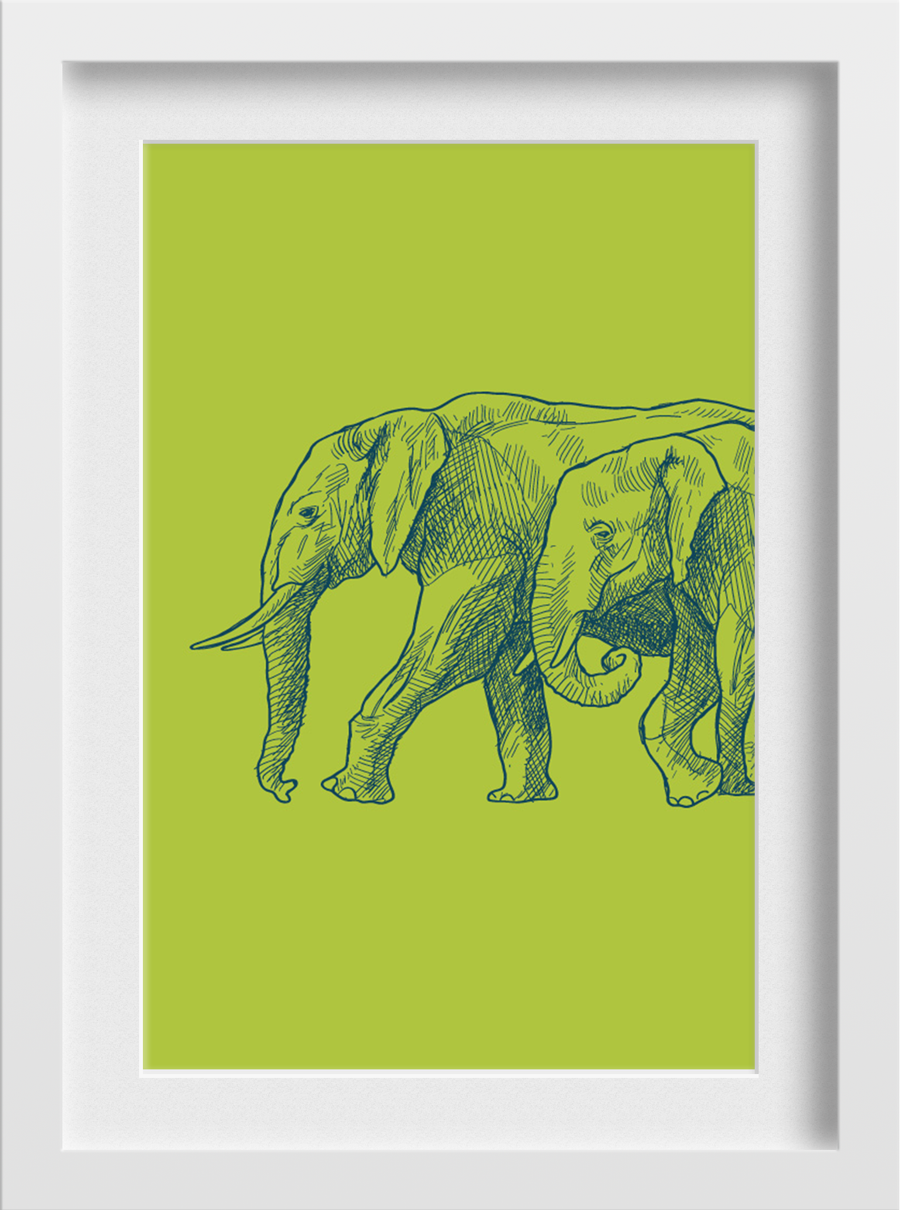 Elephant Forest Painting - Meri Deewar 2 : 3 Vertical Premium Wall Art Canvas by MeriDeewar