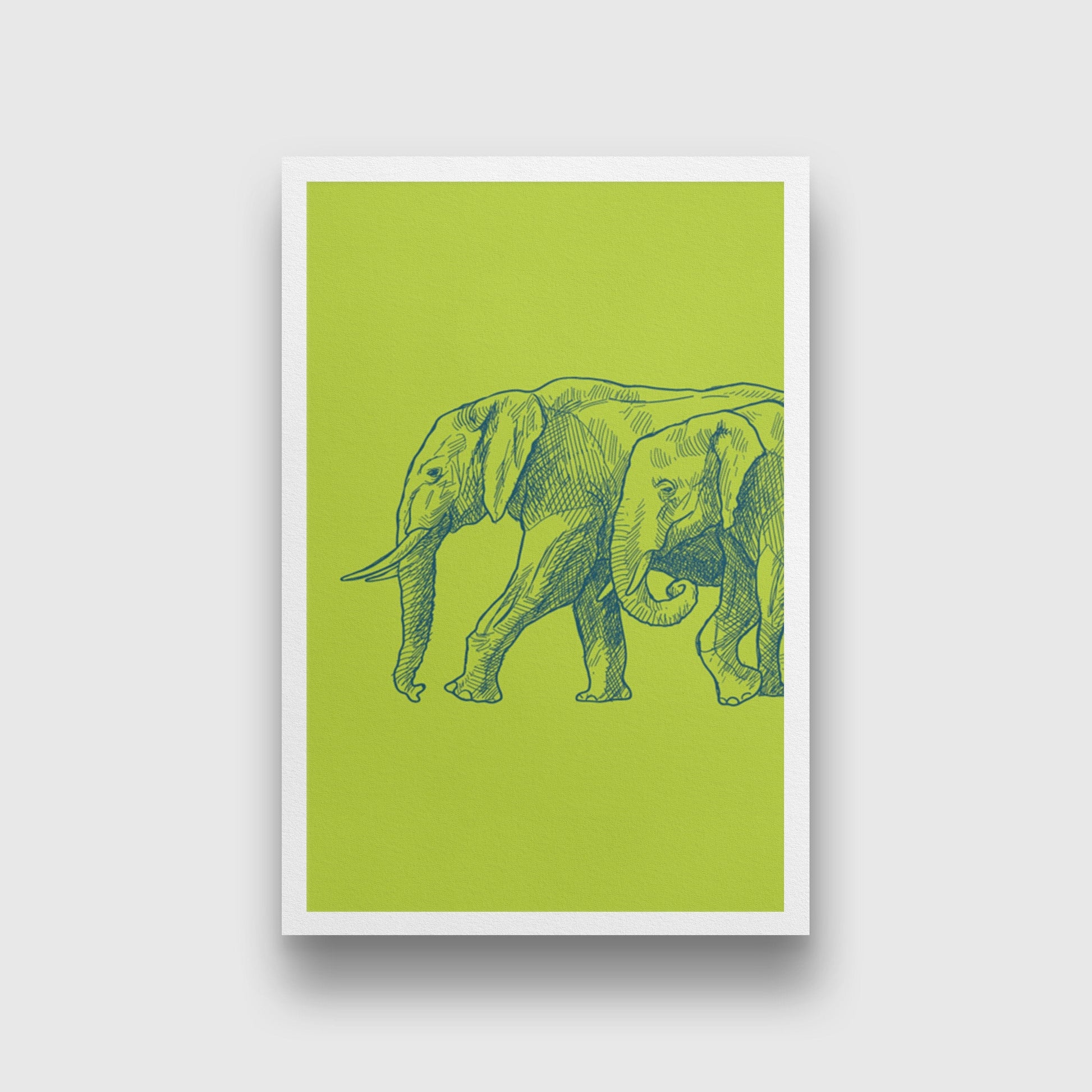 Elephant Forest Painting - Meri Deewar 2 : 3 Vertical Premium Wall Art Canvas by MeriDeewar