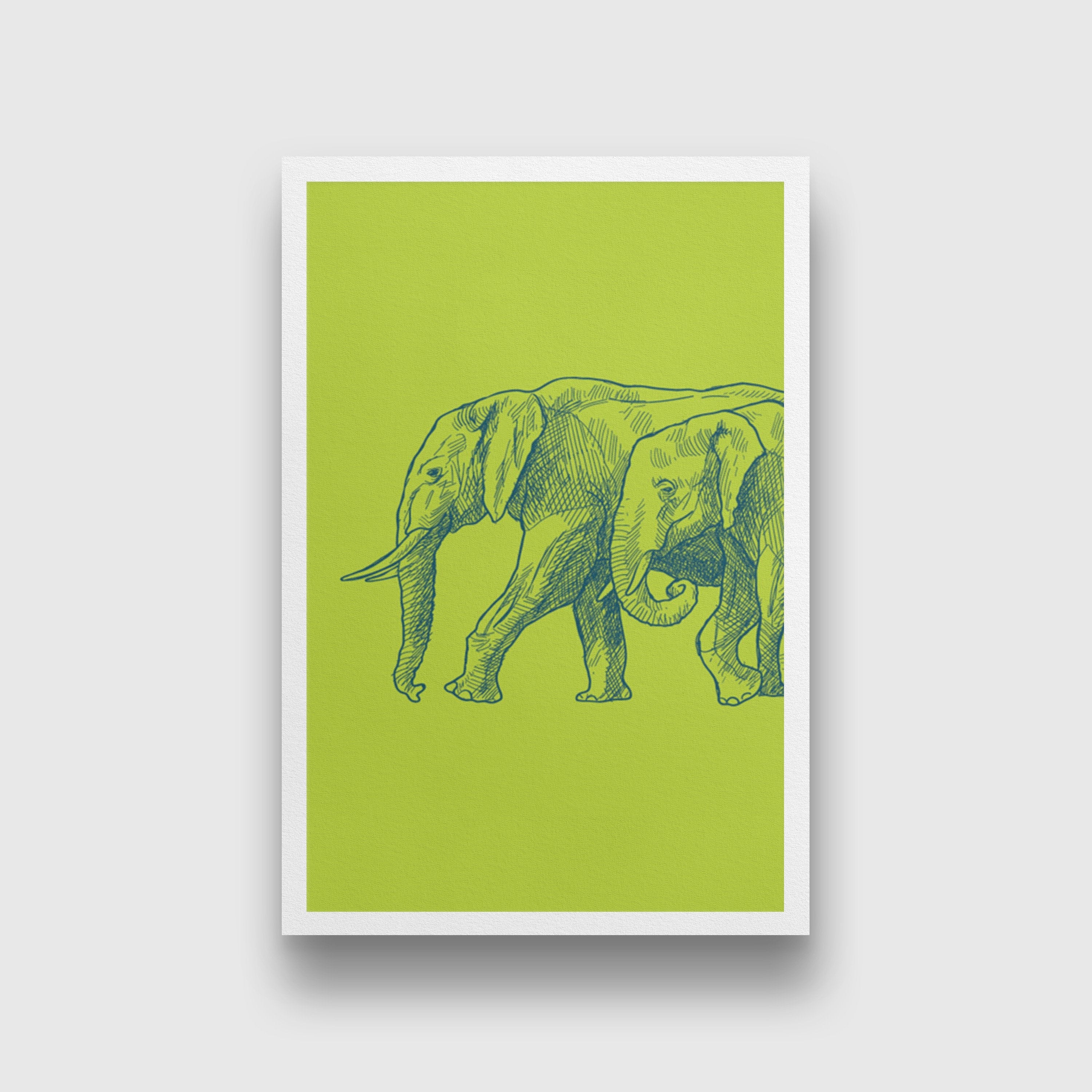 Elephant Forest Painting - Meri Deewar 2 : 3 Vertical Premium Wall Art Canvas by MeriDeewar
